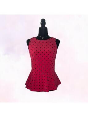 Red Polka Dot Stretch Top Coquette Pinup Size M